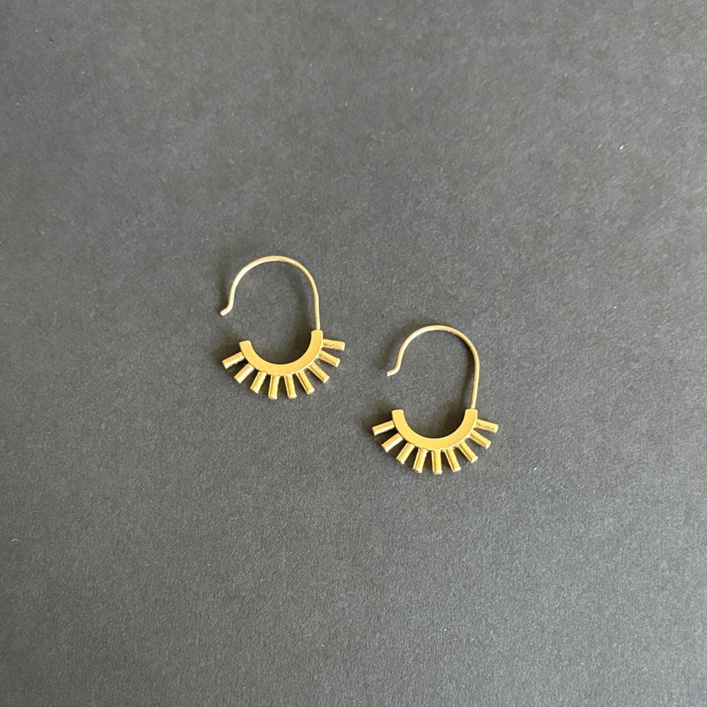 Madewell Gold Geometric Sunny Hoop Earrings - 3cm